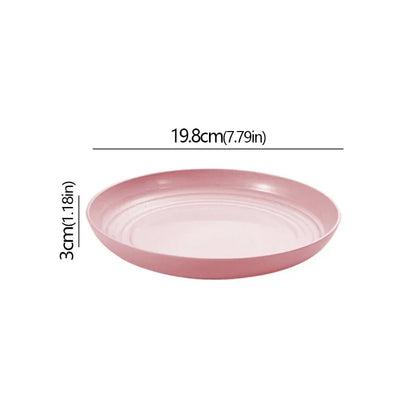 Wheat Straw Solid Color Round Plates Salad Dessert Dinner Reusable Microwave Safe Anti Fall And Shatter Plates Fruit Plate