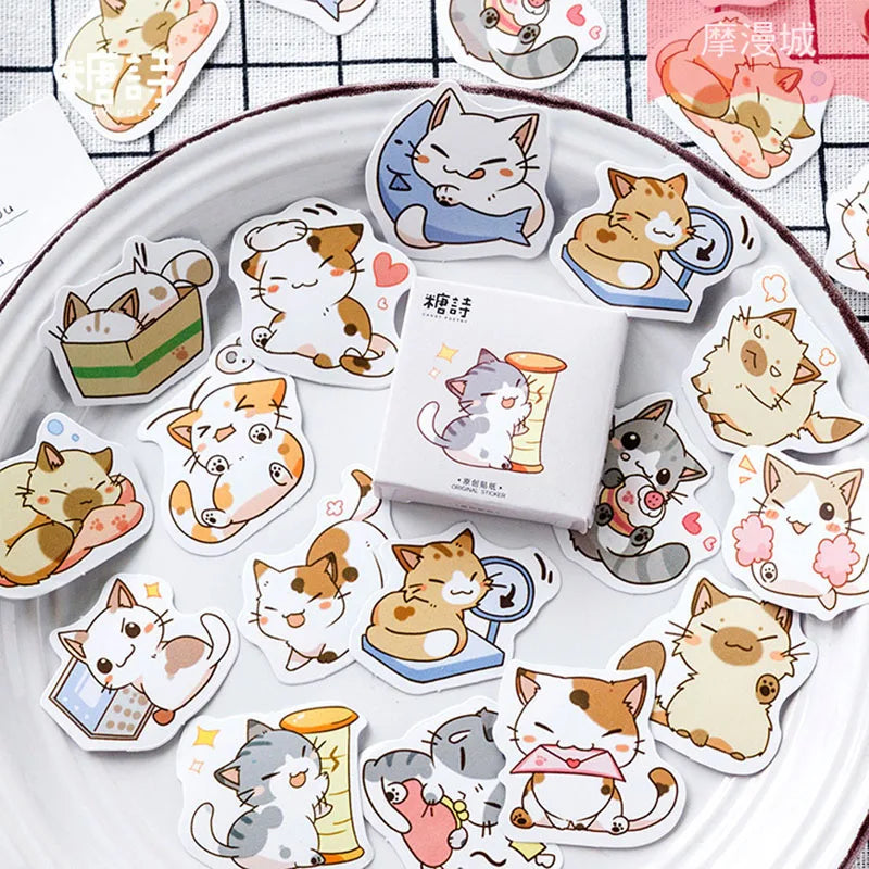 45 Pcs/Box My Naughty Cats Kawaii Mini Paper Sticker Diy Diary Album Scrapbooking Decoration School Supplies Stationery Stickers