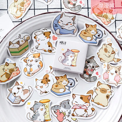 45 Pcs/Box My Naughty Cats Kawaii Mini Paper Sticker Diy Diary Album Scrapbooking Decoration School Supplies Stationery Stickers