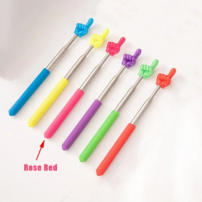 1PC Stainless Steel Teaching Tools Finger Design Whiteboard Pointer Teaching Stick Finger Reading Sticks Handheld Presenter