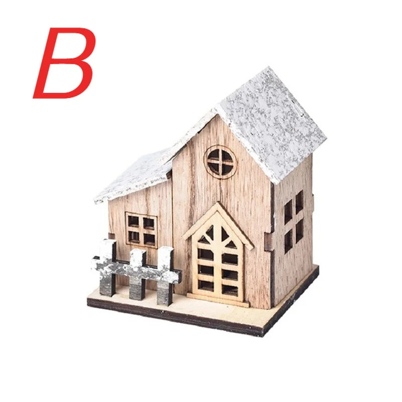 Wooden Cabin with LED Lights, Christmas Ornaments, Family Christmas Decorations, Christmas Cabin, Children's Gifts