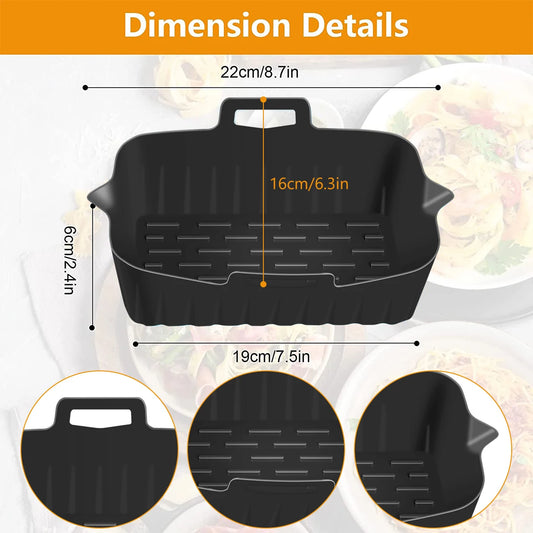 2Pcs Air Fryer Silicone Pot Liners 7.5 inch Hot Air Fryer Accessories Airfryer Baking Mould Reusable Non-Stick Square Tray