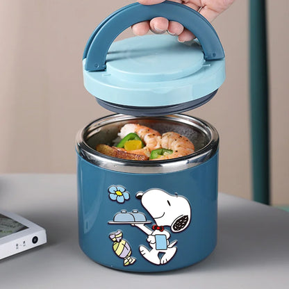 630ml Snoopys Food Thermal Jar Insulated Soup Cup Stainless Steel Vacuum Lunch Box with Handle Portable Sealed Bento Boxes Gift