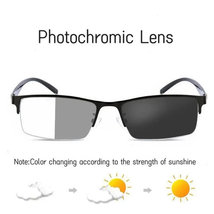 Ultra Light Outdoor Driving Protection Glasses Half Frame Myopia Glasses Business Color-changing Male Female Near Sight Glasses
