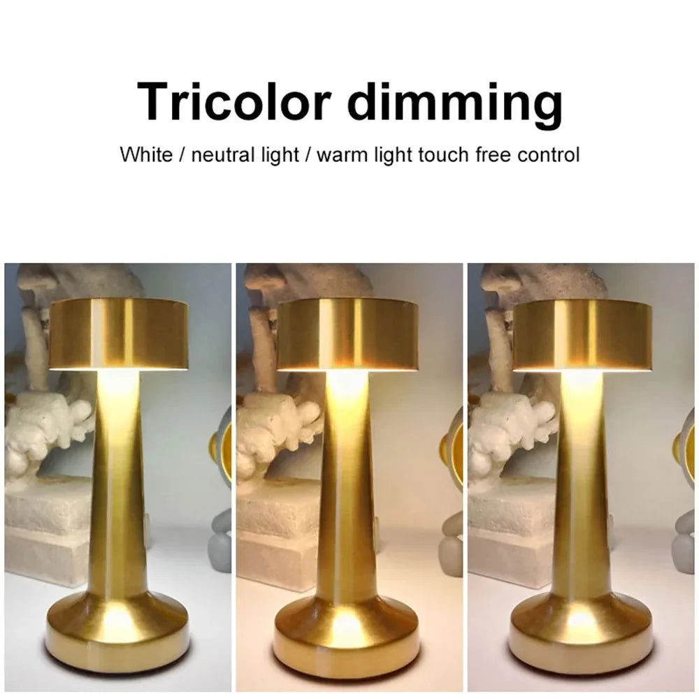 LED Table Light 3 Color Modes Retro Coffee Table Lamp with Touch Control Mushroom & Dumbbell Styles Sensor Rechargeable Night