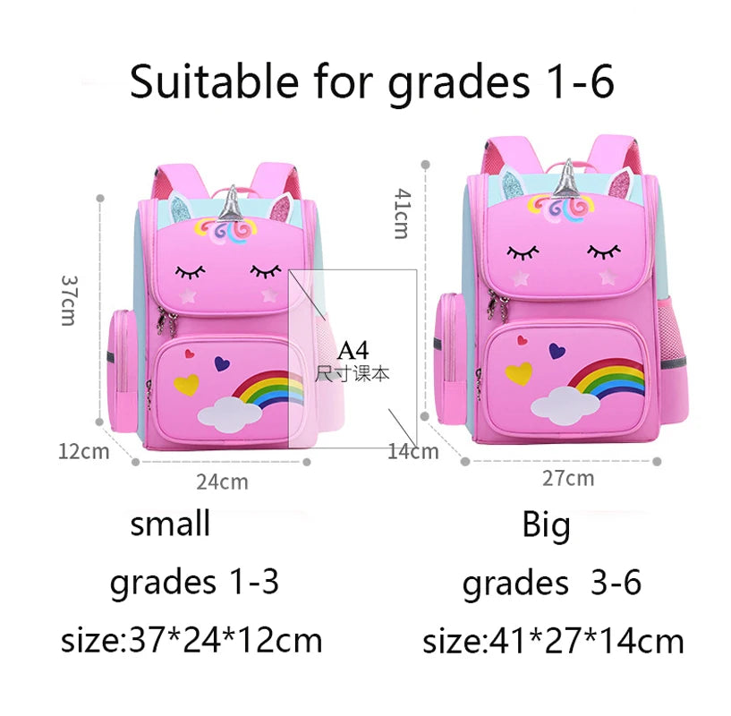 Children Girl Backpack With Large Capacity Waterproof Unicorn Print Teen School Bag for 2-16 Year Olds Cute Kawaii Kid Backpack