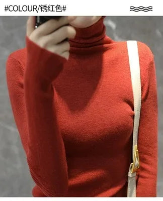 2023 New autumn/winter cashmere sweater women's turtleneck pullover ultra-thin pile neck sweater wool knit