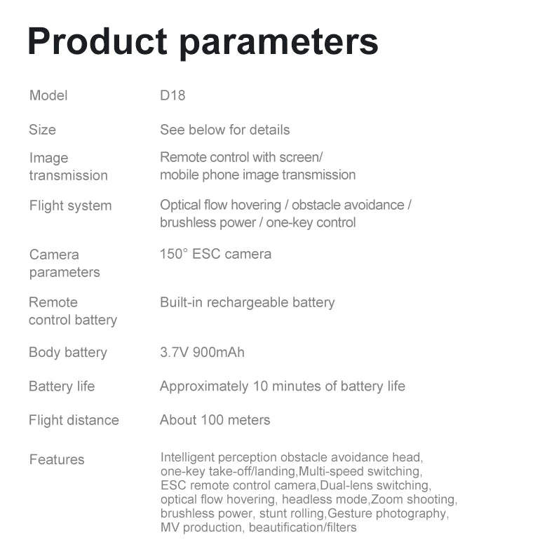 2025 New D18 Drone 8K Aerial HD Dual Camera Photography Intelligent Obstacle Avoidance Brushless Power Foldable Quadcopter Toys