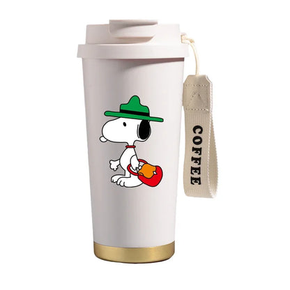 500ml Snoopys Stainless Steel Insulated Water Bottle Anime Kawaii Portable Travel Outdoor Car Tea Coffee Mug Cold Thermos Cup