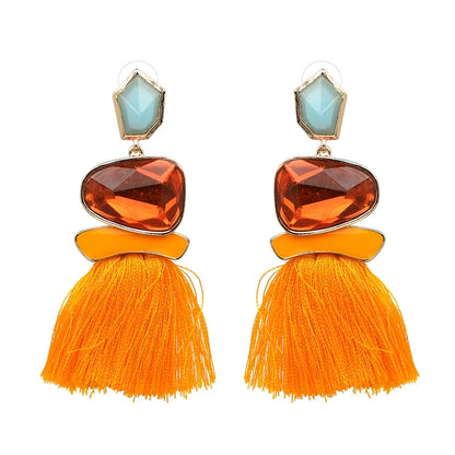 JURAN Bohemia Multicolored Tassel Earrings For Women Fashion Party Jewelry Fringe Dangle Earrings Statement Brincos 2024 Trend