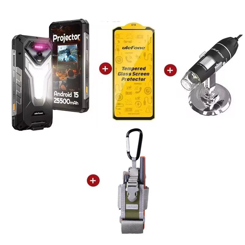 Ulefone Armor 34 Pro 5G AI Rugged Phone 32GB+512GB 25500mAh 6.95" Built-in Projector 120Hz Android 15 MTK 7300 NFC Smartphone