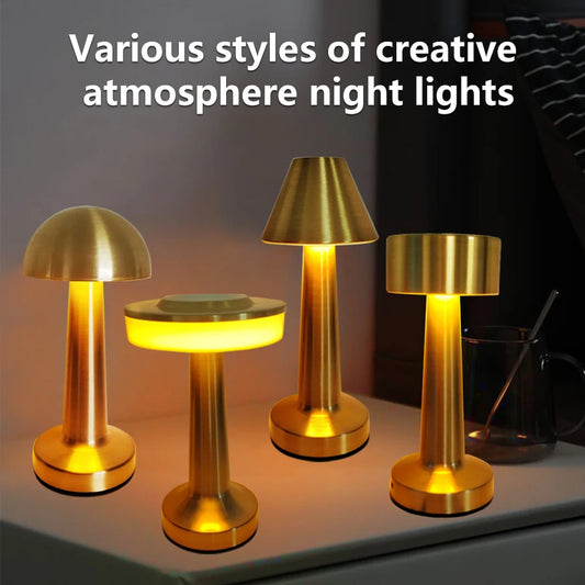 Vintage Metal LED Table Lamp Touch Table Lamp 3 Color Adjustable For Restaurant Bar Coffee Shop Room Premium Decorative Lamps