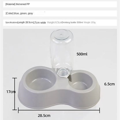 Cat Bowl, Cat Eating and Drinking Water All-In-One Pet Double Bowl, Anti-Knock Over, Automatic Water Refill Pet Bowl