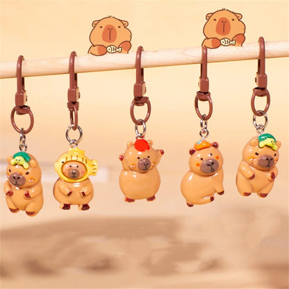 Cartoon Mini Capybara Keychains Women Men Backpack Charms Pendants Accessories Animal Bag Keyring Couple Friend Jewelry Gift