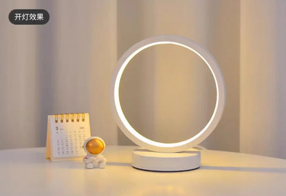 20CM LED Simple Circular Ring Table Lamp Bedroom Bedside Living Room Restaurant Hotel Decorative Lamp Dimmable Round Night Light