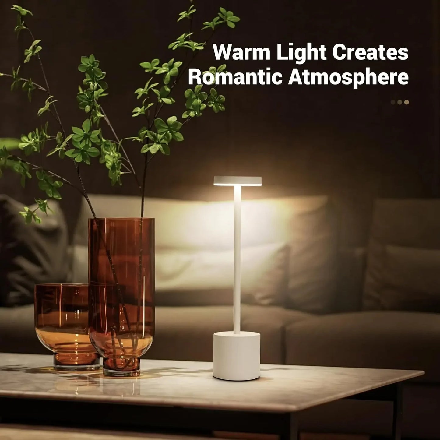 2pcs USB Rechargeable LED Desk Lamp Stepless Dimming Tricolor Touch Night Light Bedside Light Bar Hotel Decoration