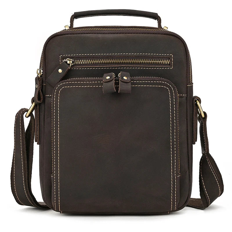 Newsbirds Leather Shoulder Bag Vintage Style Crossbody Bag Books School Bag Of Men Male Daily Messenger Bag Crazy Horse Skin