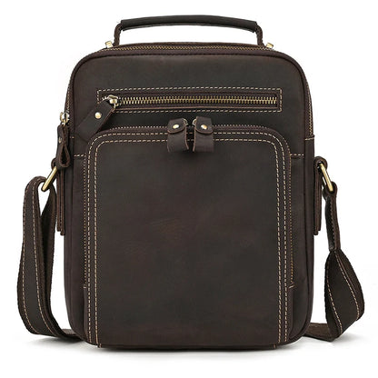 Newsbirds Leather Shoulder Bag Vintage Style Crossbody Bag Books School Bag Of Men Male Daily Messenger Bag Crazy Horse Skin