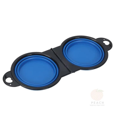 1-piece 2-in-1 foldable dual bowl feeding bowl portable outdoor travel dog and cat drinking bowl pet Supplies