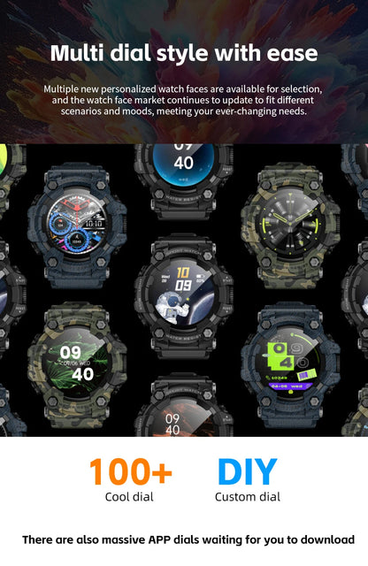LOKMAT ATTACK-GT Upgrade Sport Smart Watch Waterproof Bluetooth Calls Rugged Smartwatches Flashlight Fitness Tracker for Phone