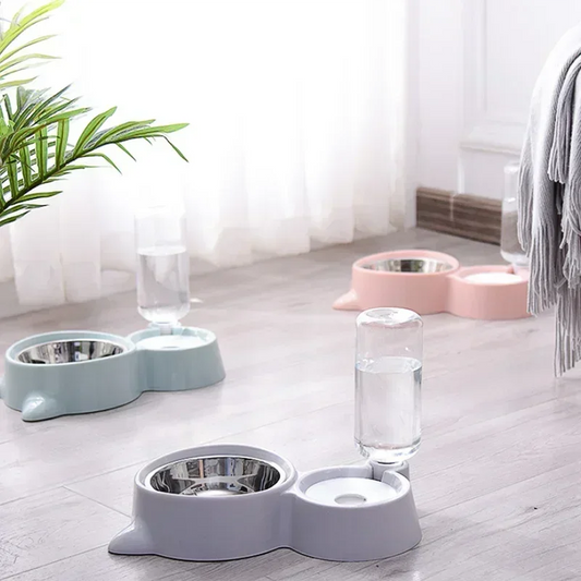 Pet food bowl, food container with automatic water storage and equipped with pet water dispenser 2-in-1 cat bowl water dispenser