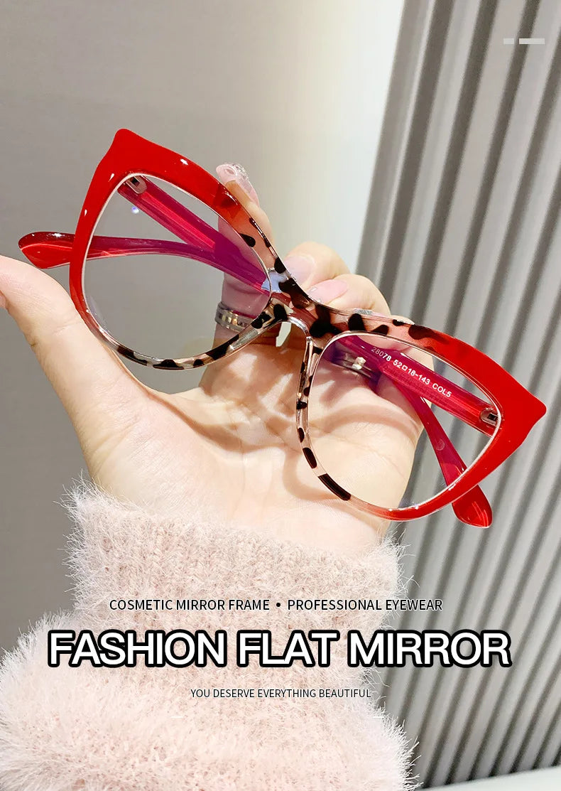 2024 New Cat Eye Glasses Frame Women Fashion Gradient Color Eyeglass Frame Anti Blue Light Glasses Computer Goggles Óculos Gifts