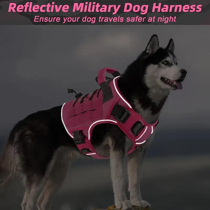 Adjustable No-Pull Tactical Dog Harness with Handle for Large Dogs - Reflective Military Vest for Labrador Retriever, Siberian H