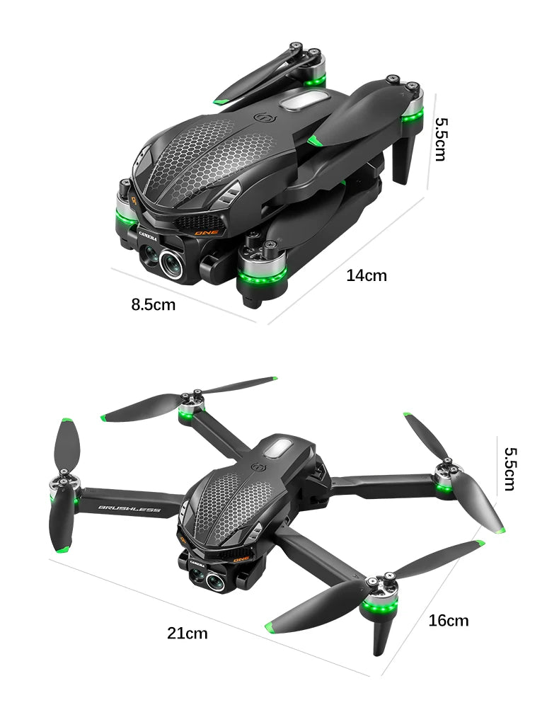 2025 S168 RC Drone Brushless Motor 8K HD Dual Cameras Optical Flow Positioning and Intelligent Obstacle Avoidance Aircraft Toy