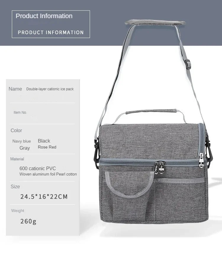Lunch Bag Reusable Insulated Thermal Bag Women Men Multifunctional 8L Cooler and Warm Keeping Lunch Box Leakproof Waterproof