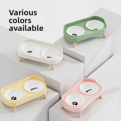 Pet Bowl PP Plastic Double Bowl Anti-killing Bowl Water and Grain Integrated Dog Bowl Cat Dog Water and Grain Bowl