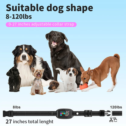 Color Screen Dog Collar Automatic Anti Barking Device IP67 Waterproof Rechargeable Dog Trainer Smart Barking Stopper for Pet Dog