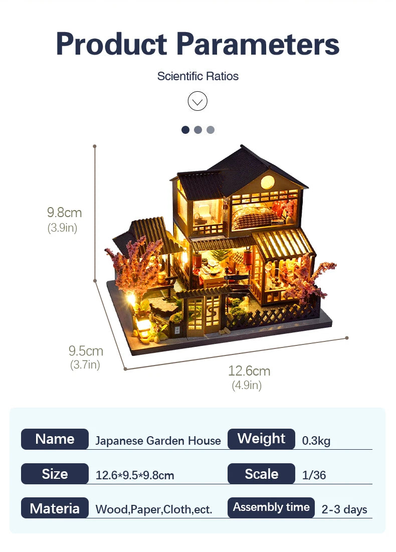 Cutebee DIY Dollhouse Super Mini Scale Miniature Dollhouse Japanese Garden Building Kit Toys for Birthday Gifts