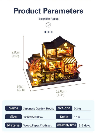 Cutebee DIY Dollhouse Super Mini Scale Miniature Dollhouse Japanese Garden Building Kit Toys for Birthday Gifts