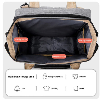 New Folding Mommy Bag Lightweight Portable Folding Crib Bed Large-capacity Baby Backpack Mommy Baby Diapers Bags Outting Bag