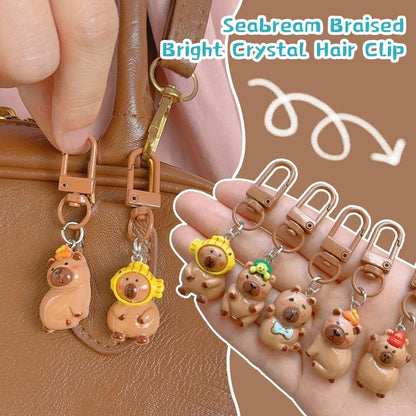 DIY Resin Cartoon Capybara Key Chains 1/10Pcs Funny Charms Glossy Flatback Animals Earrings Keyrings Jewelry Making Accessories