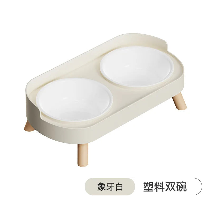 Pet Bowl PP Plastic Double Bowl Anti-killing Bowl Water and Grain Integrated Dog Bowl Cat Dog Water and Grain Bowl