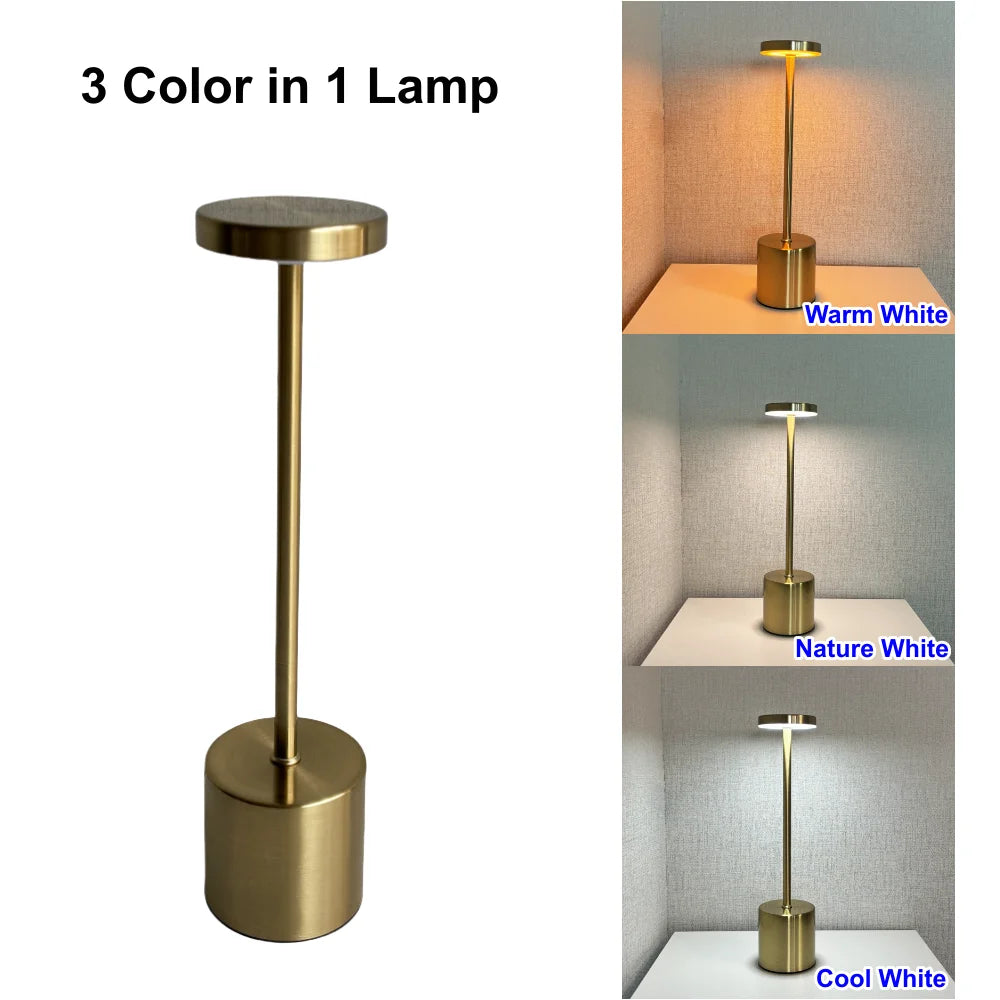 Simple Touch Led Table Light Rechargeable Desk Lamp 3 Color Bedside Creative Ambient Light Room Restaurant Bar Decor Night Light