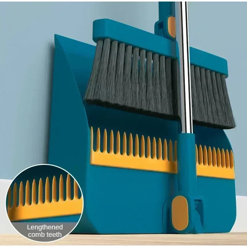 Household Broom Dustpan Combo Set Soft Bristle Broom Strips Nonstick Hair Folding Storage Not Taking Up Space