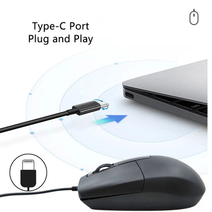 Wired Type-C Mouse Plug And Play System Compatible Light Weight Portable Low Noise Button Office Use Mause Business Office Mice