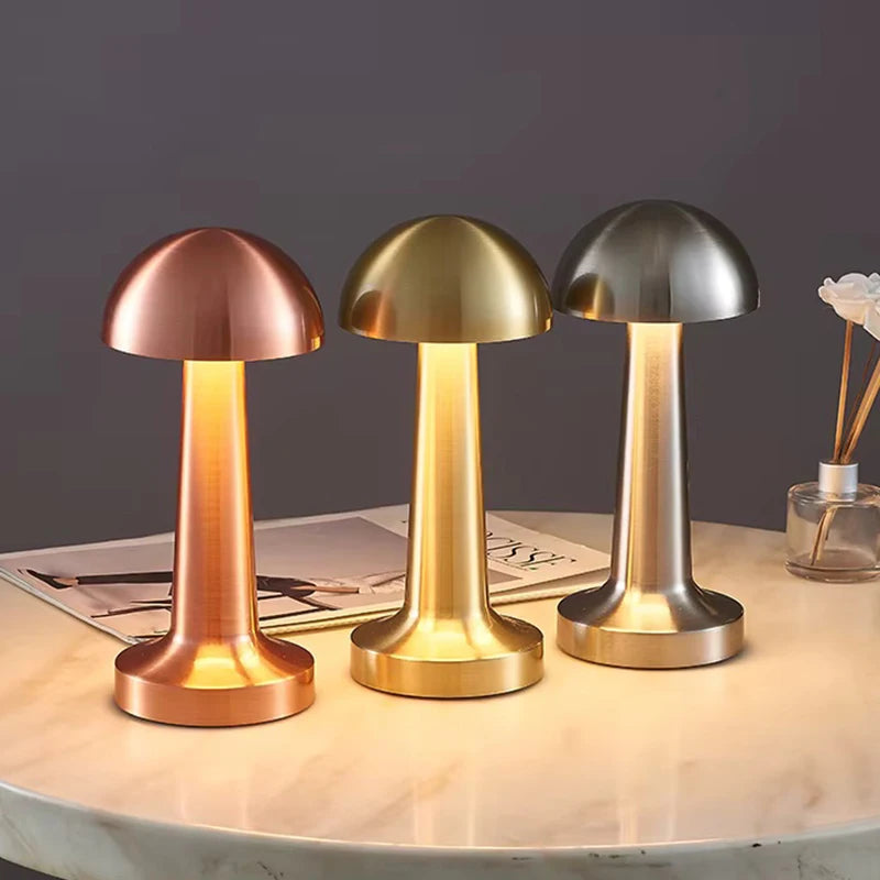 LED Table Light 3 Color Modes Retro Coffee Table Lamp with Touch Control Mushroom & Dumbbell Styles Sensor Rechargeable Night