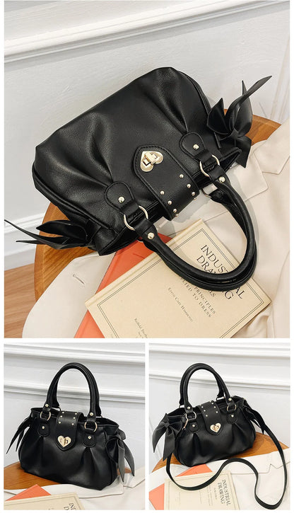 Sweet Bow Lolita Pink Hand Bag Purse Women Harajuku Love Heart Soft Crossbody Bag Lady Kawaii Large Capacity Shoulder Bag Female