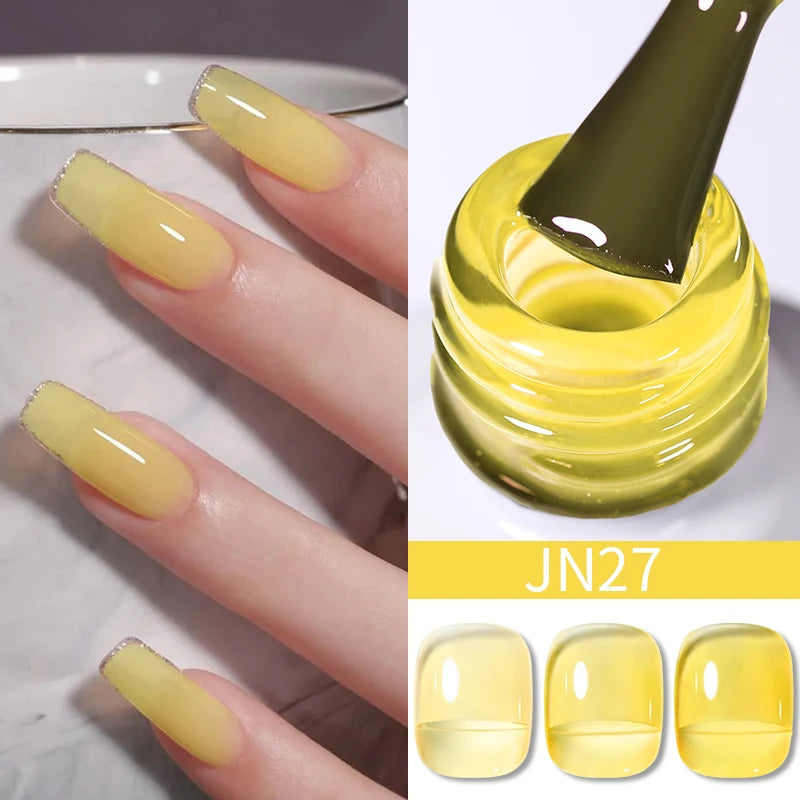 BORN PRETTY 10ml Wine Red Glitter Jelly Nude Gel Nail Polish Soak Off Translucent Color UV Light Cure for Nail Art DIY at Home