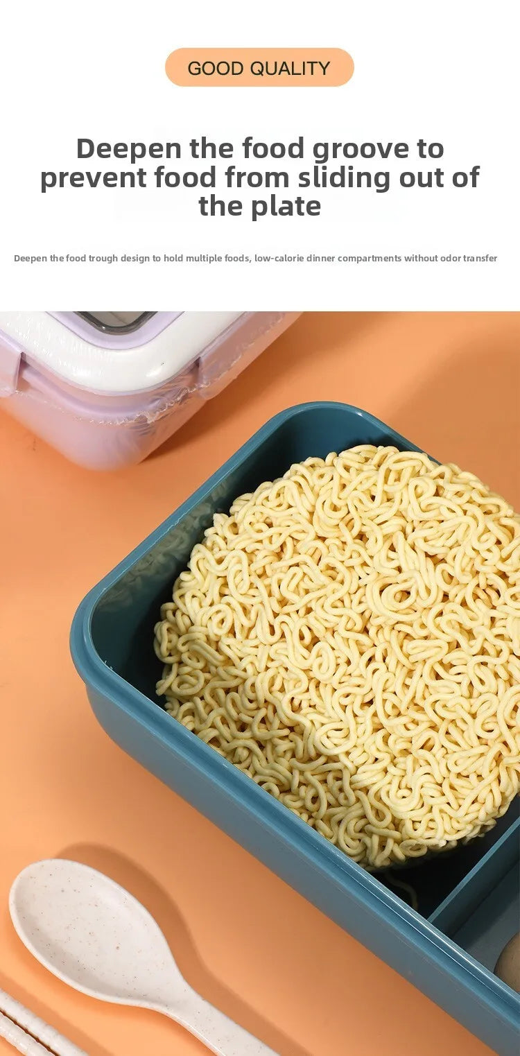 Plastic Compartments For Students And Office Workers, Large Capacity Bento Box With Lid, Sealed Insulated Lunch Container