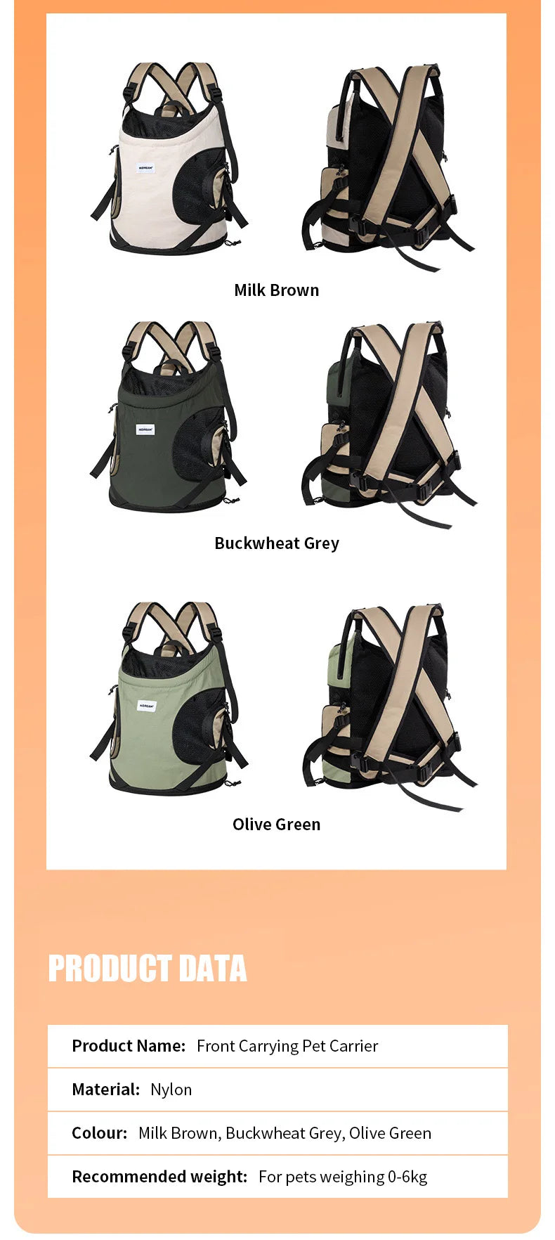 Pet Chest Backpack Front Carrying Tote Backpack Dogs and Cats Breathable Portable Outdoor Bag Shoulder Cat Bag