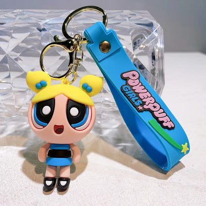 malefic keychain Powerpuff Girls Creative Keychain for Women Men Fans Cartoon Cute Silicone Doll Pendant Keyring Gifts Keys Hold