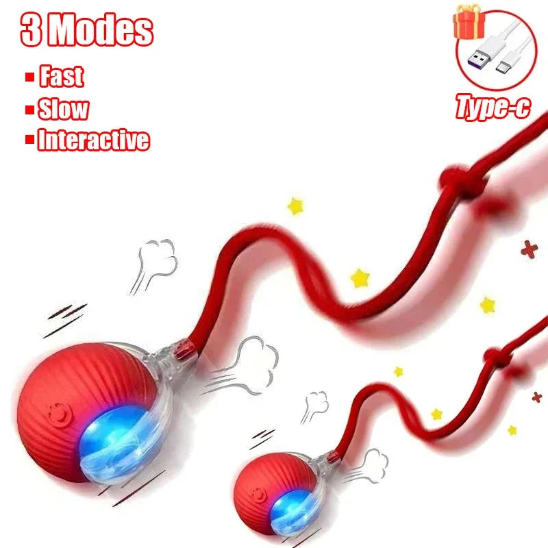 Cat Interactive Ball Toy, Automatic Rolling Ball with Tail, Rechargeable Smart Pet Interactive Toy, Intelligent Mouse for Cat