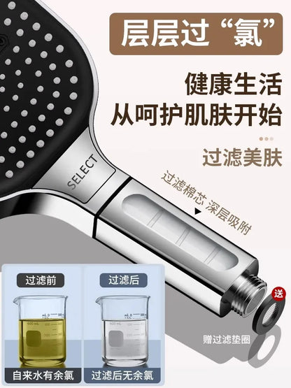 New 13CM Large Panel 3 Modes Adjustable Home Shower Head High Pressure Massage ShowerHead Filter Element Bathroom Accessories