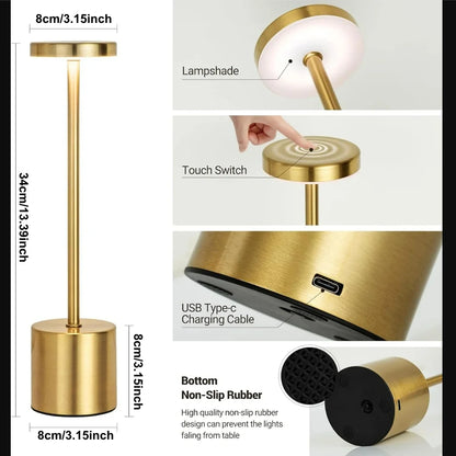 Simple Touch Led Table Light Rechargeable Desk Lamp 3 Color Bedside Creative Ambient Light Room Restaurant Bar Decor Night Light