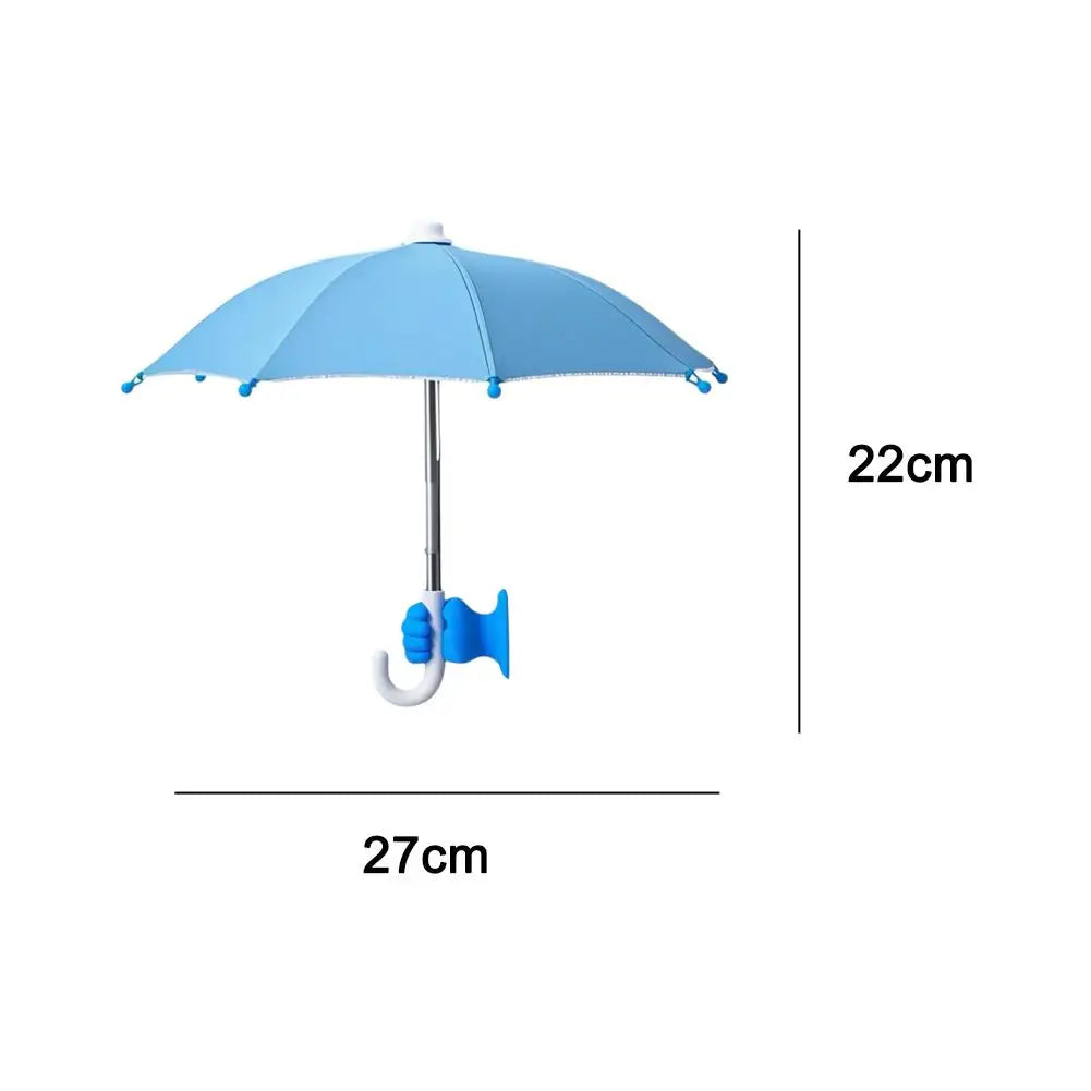 Fist Shape Motorcycle Umbrella - Suction Cup Phone Mount & Silver Coating UV Protection, Windproof Mini Foldable Rain Sun Shade