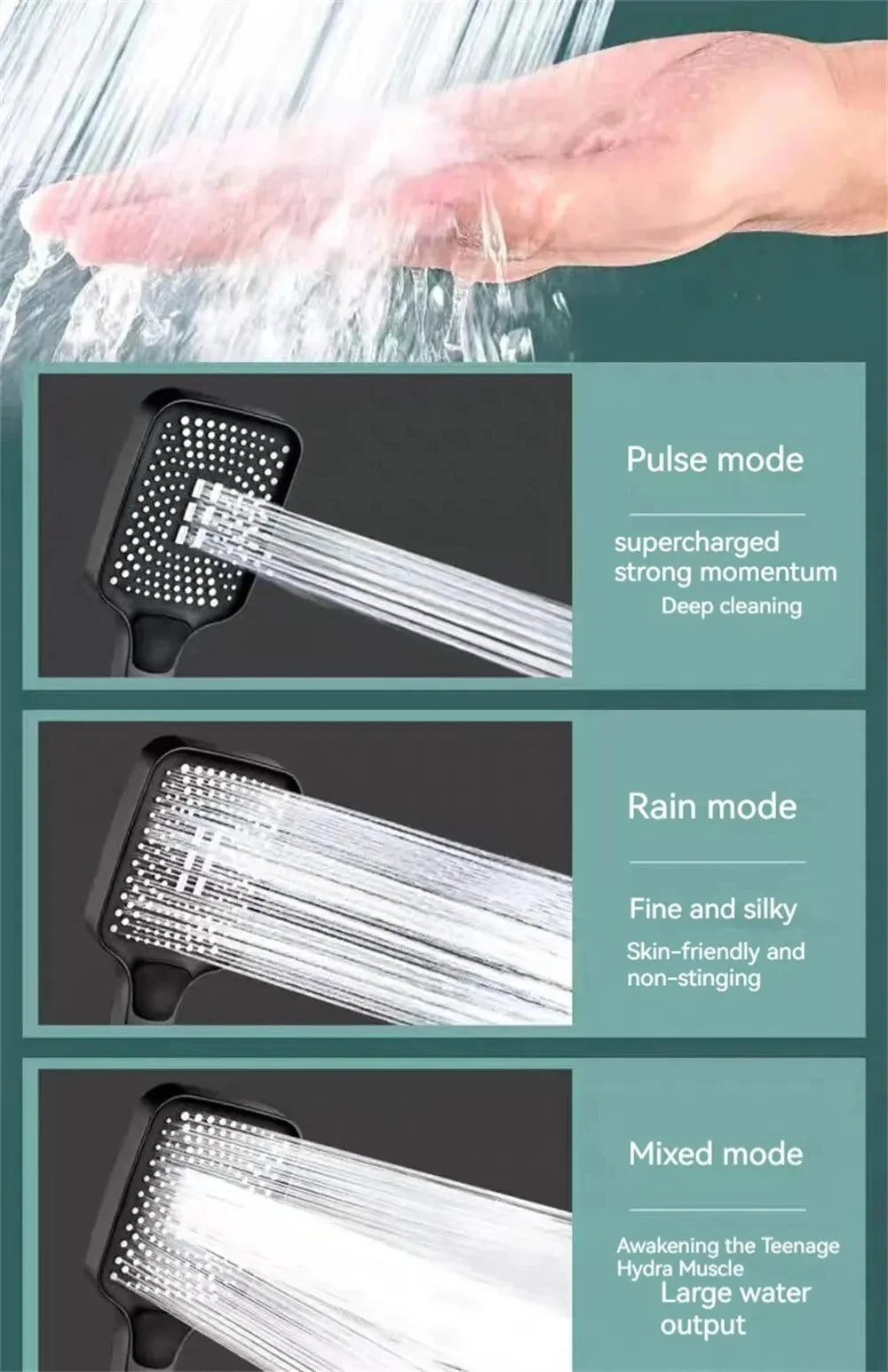 Pressurized Nozzle Bathroom Shower Head High Pressure Water Saving Sprayer ABS Bathroom Accessories Chrome Rainfall Shower Head